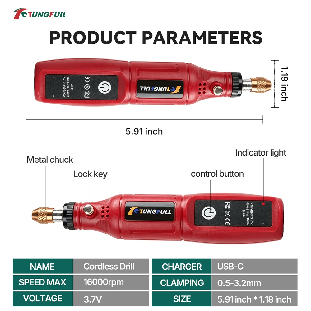 TUNGFULL 3.7V Alat Rotary Tanp - Power Tools Review ulasan dan harga