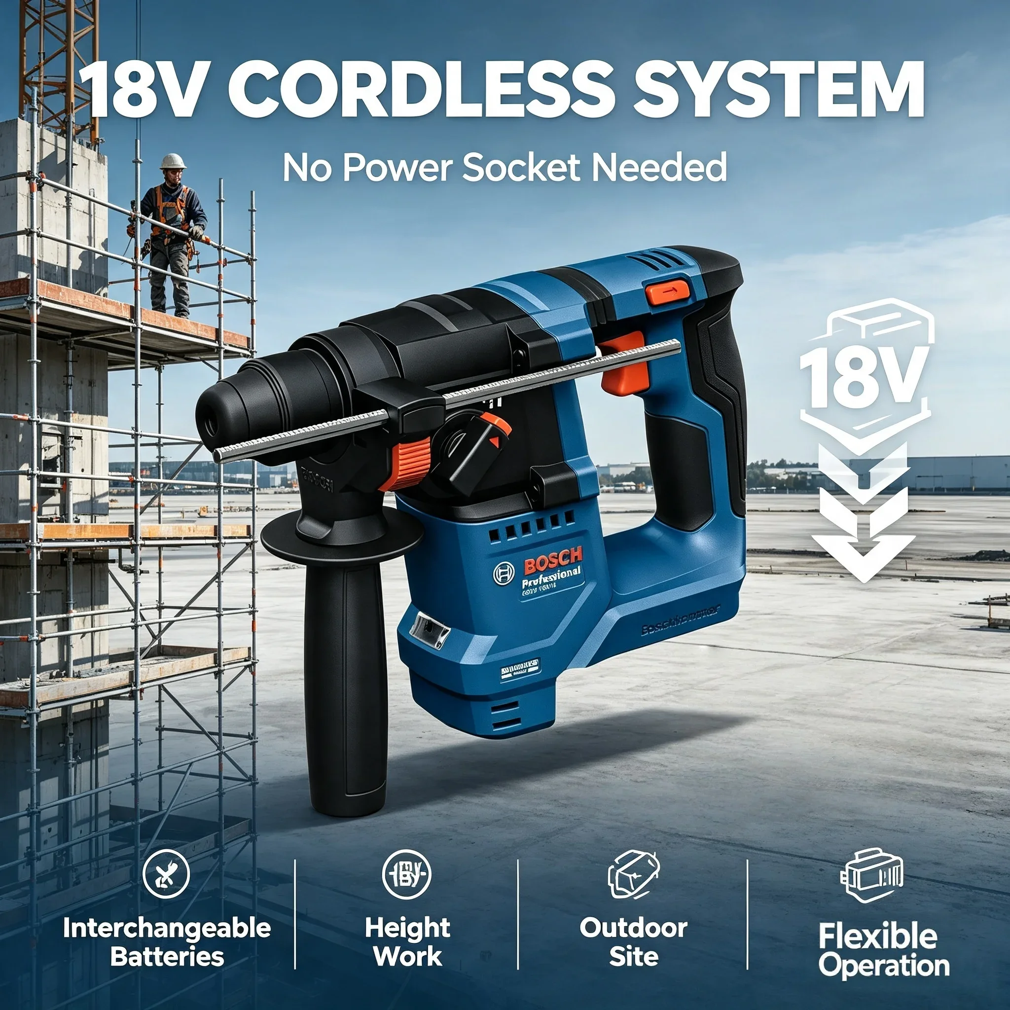 Bosch GBH 18V-18, Palu Putar N - Power Tools Professional ulasan dan harga